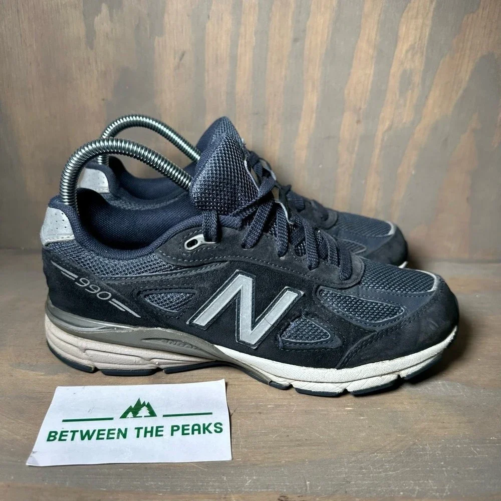 New Balance Boys 990v4 Sneaker Athletic Blue Comfort Logo Low Top Lace Up 6M